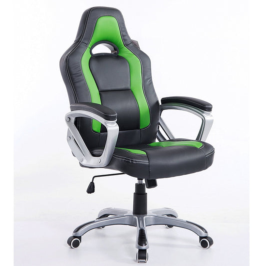 Chaise de bureau pivotante Racing Sport en noir et vert