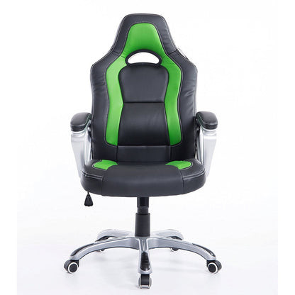 Chaise de bureau pivotante Racing Sport en noir et vert
