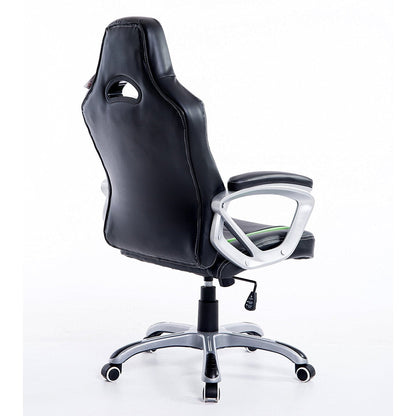 Chaise de bureau pivotante Racing Sport en noir et vert