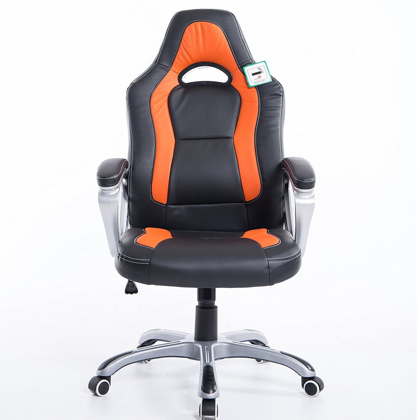 Chaise de bureau pivotante Racing Sport en noir et orange