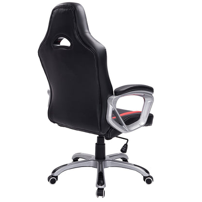 Chaise de jeu pivotante de style sport de course, noire et rouge