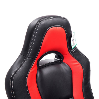 Chaise de jeu pivotante de style sport de course, noire et rouge