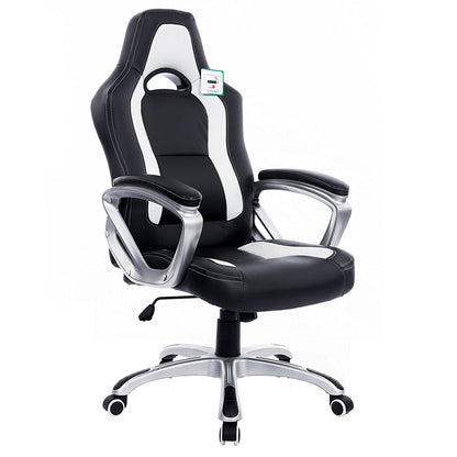 Chaise de bureau pivotante Racing Sport en noir et blanc