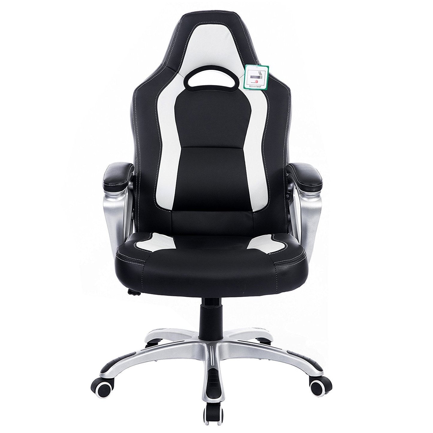 Chaise de bureau pivotante Racing Sport en noir et blanc
