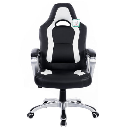 Chaise de bureau pivotante Racing Sport en noir et blanc