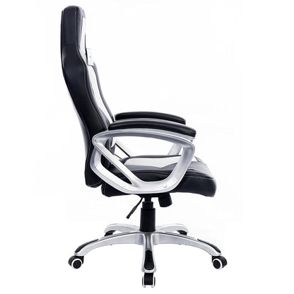 Chaise de bureau pivotante Racing Sport en noir et blanc