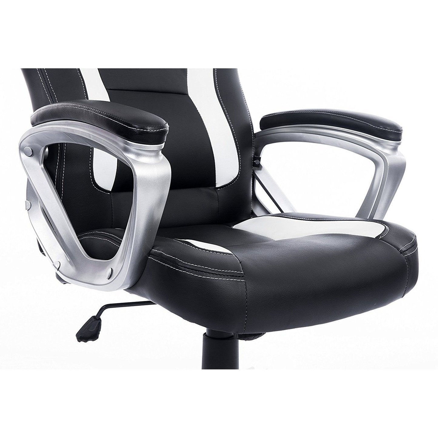 Chaise de bureau pivotante Racing Sport en noir et blanc