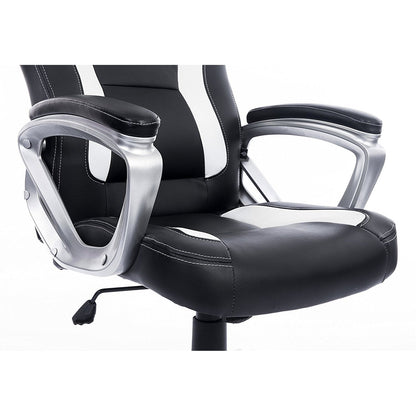 Chaise de bureau pivotante Racing Sport en noir et blanc
