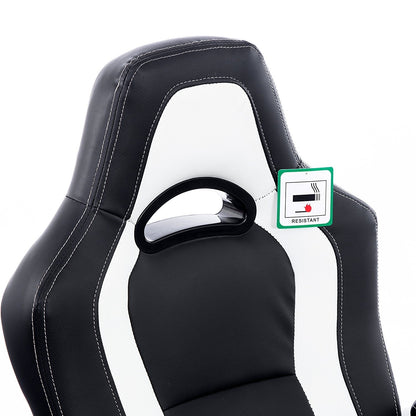 Chaise de bureau pivotante Racing Sport en noir et blanc
