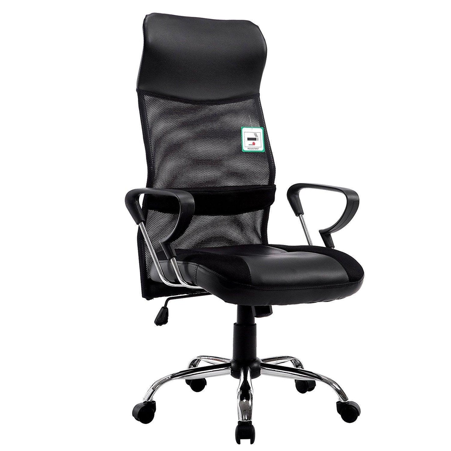 Chaise de bureau pivotante au design élégant avec dossier haut et base chromée, MO57 Noir