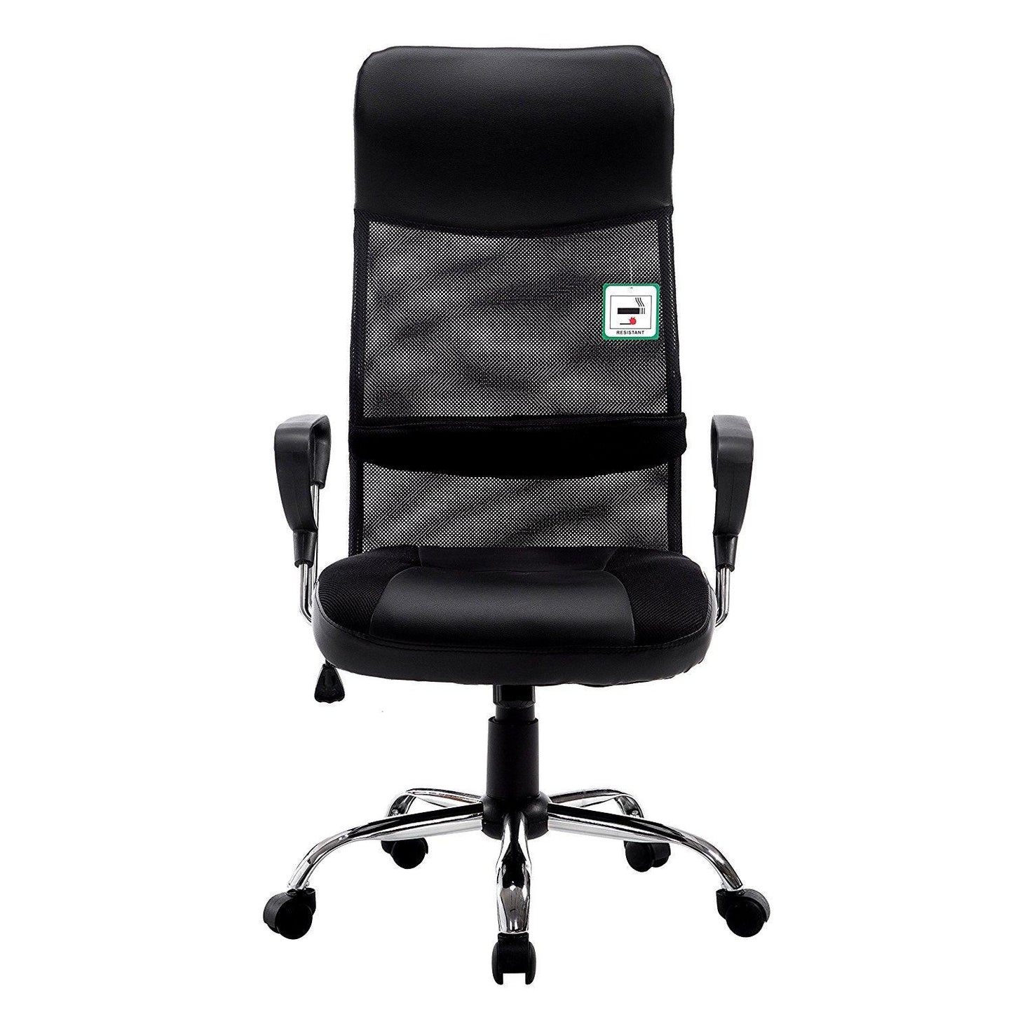 Chaise de bureau pivotante au design élégant avec dossier haut et base chromée, MO57 Noir
