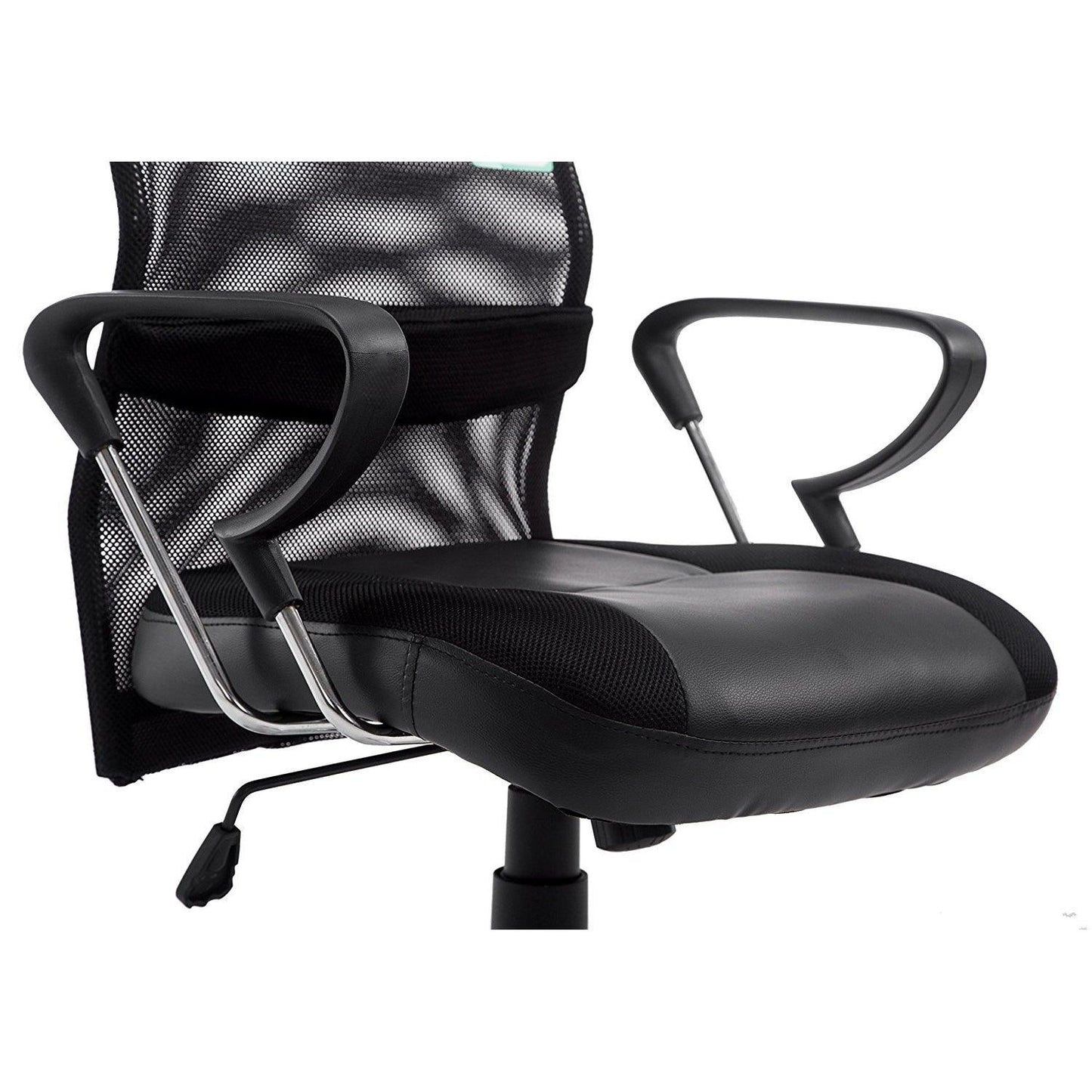 Chaise de bureau pivotante au design élégant avec dossier haut et base chromée, MO57 Noir