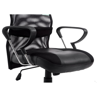 Chaise de bureau pivotante au design élégant avec dossier haut et base chromée, MO57 Noir