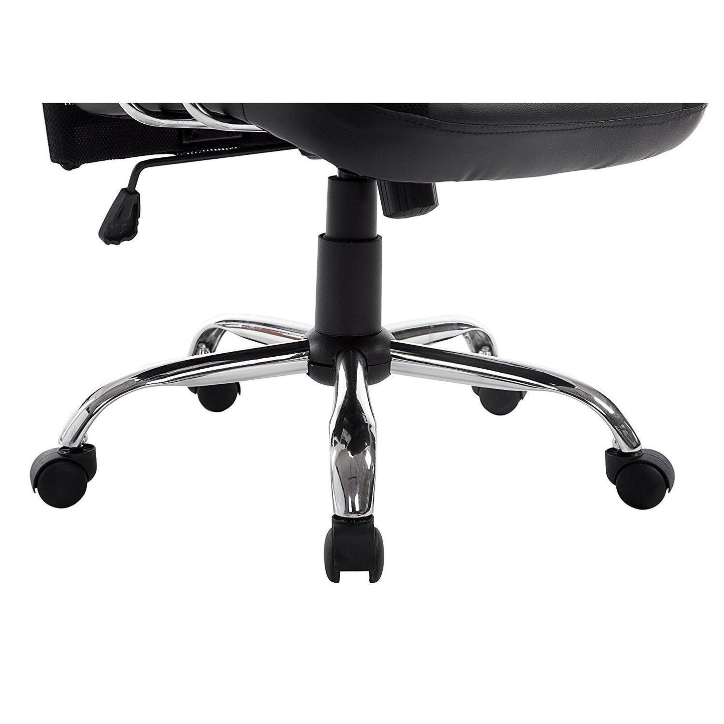Chaise de bureau pivotante au design élégant avec dossier haut et base chromée, MO57 Noir