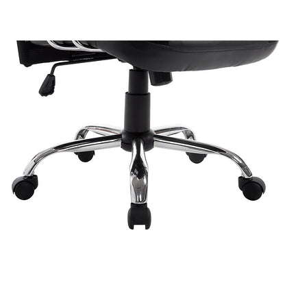 Chaise de bureau pivotante au design élégant avec dossier haut et base chromée, MO57 Noir