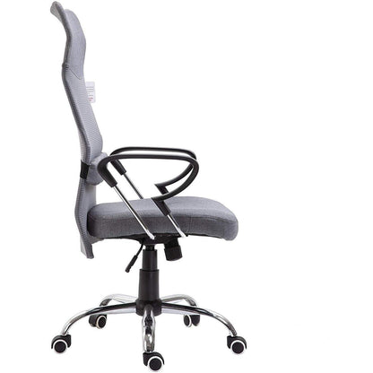 Chaise de bureau pivotante à dossier haut en tissu maillé, MO57 Gris