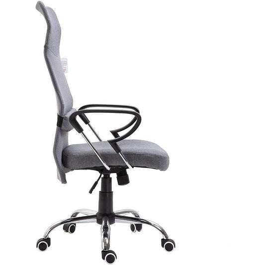 Chaise de bureau pivotante à dossier haut en tissu maillé, MO57 Gris