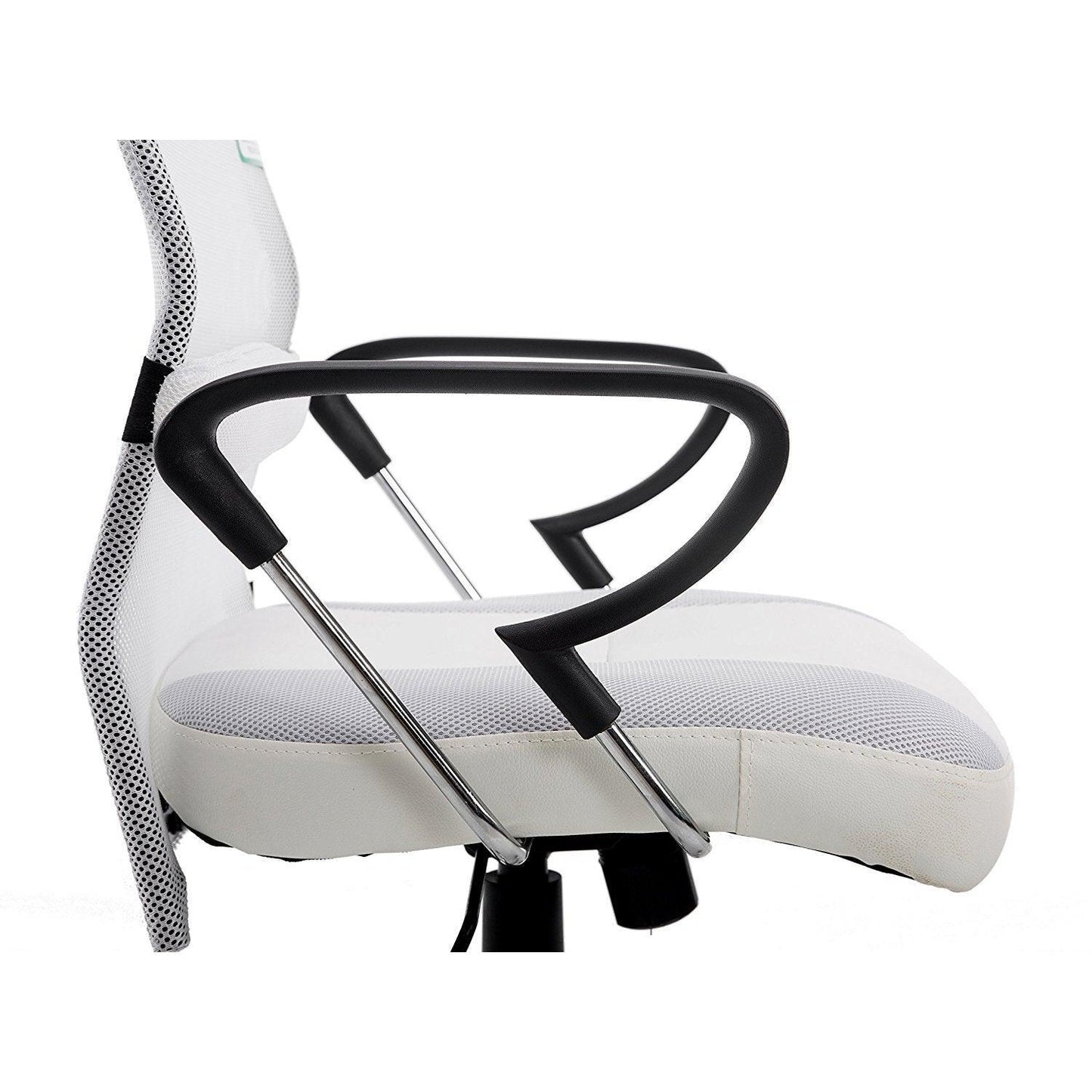 Chaise de bureau pivotante au design élégant avec dossier haut et base chromée, tissu résille, MO57 Blanc