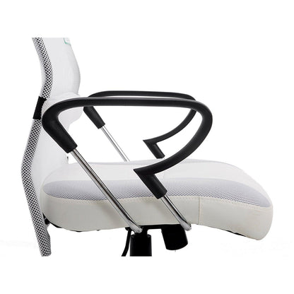 Chaise de bureau pivotante au design élégant avec dossier haut et base chromée, tissu résille, MO57 Blanc