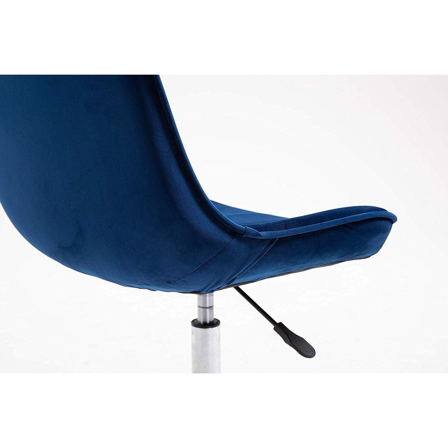 Chaise de bureau pivotante en velours bleu saphir Cala avec base chromée