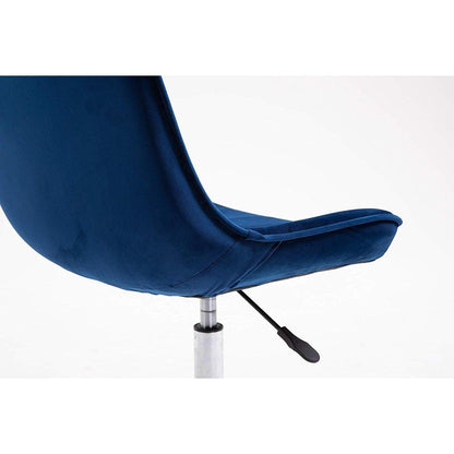 Chaise de bureau pivotante en velours bleu saphir Cala avec base chromée