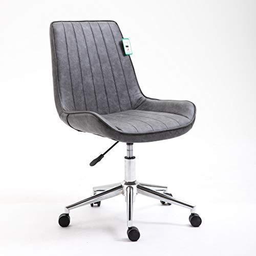 Chaise de bureau pivotante Cala Vintage en cuir synthétique gris avec pieds chromés