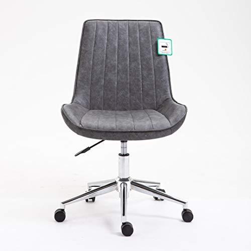 Chaise de bureau pivotante Cala Vintage en cuir synthétique gris avec pieds chromés
