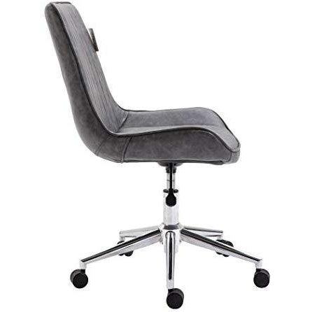 Chaise de bureau pivotante Cala Vintage en cuir synthétique gris avec pieds chromés