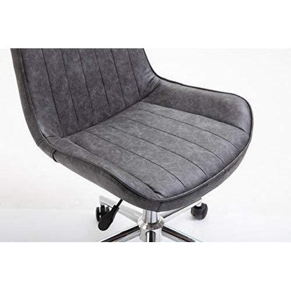 Chaise de bureau pivotante Cala Vintage en cuir synthétique gris avec pieds chromés