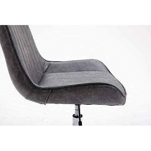 Chaise de bureau pivotante Cala Vintage en cuir synthétique gris avec pieds chromés