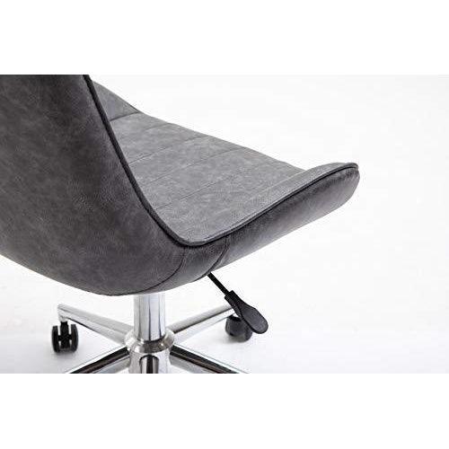 Chaise de bureau pivotante Cala Vintage en cuir synthétique gris avec pieds chromés