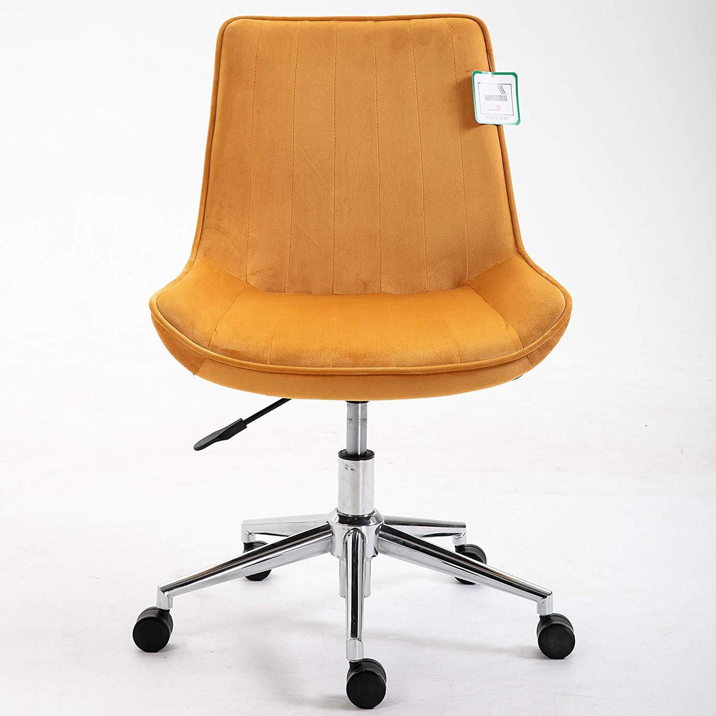 Chaise de bureau pivotante en velours jaune moutarde Cala