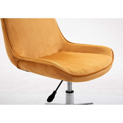 Chaise de bureau pivotante en velours jaune moutarde Cala