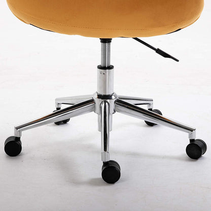 Chaise de bureau pivotante en velours jaune moutarde Cala