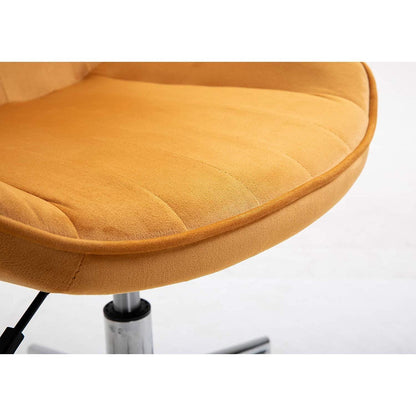 Chaise de bureau pivotante en velours jaune moutarde Cala