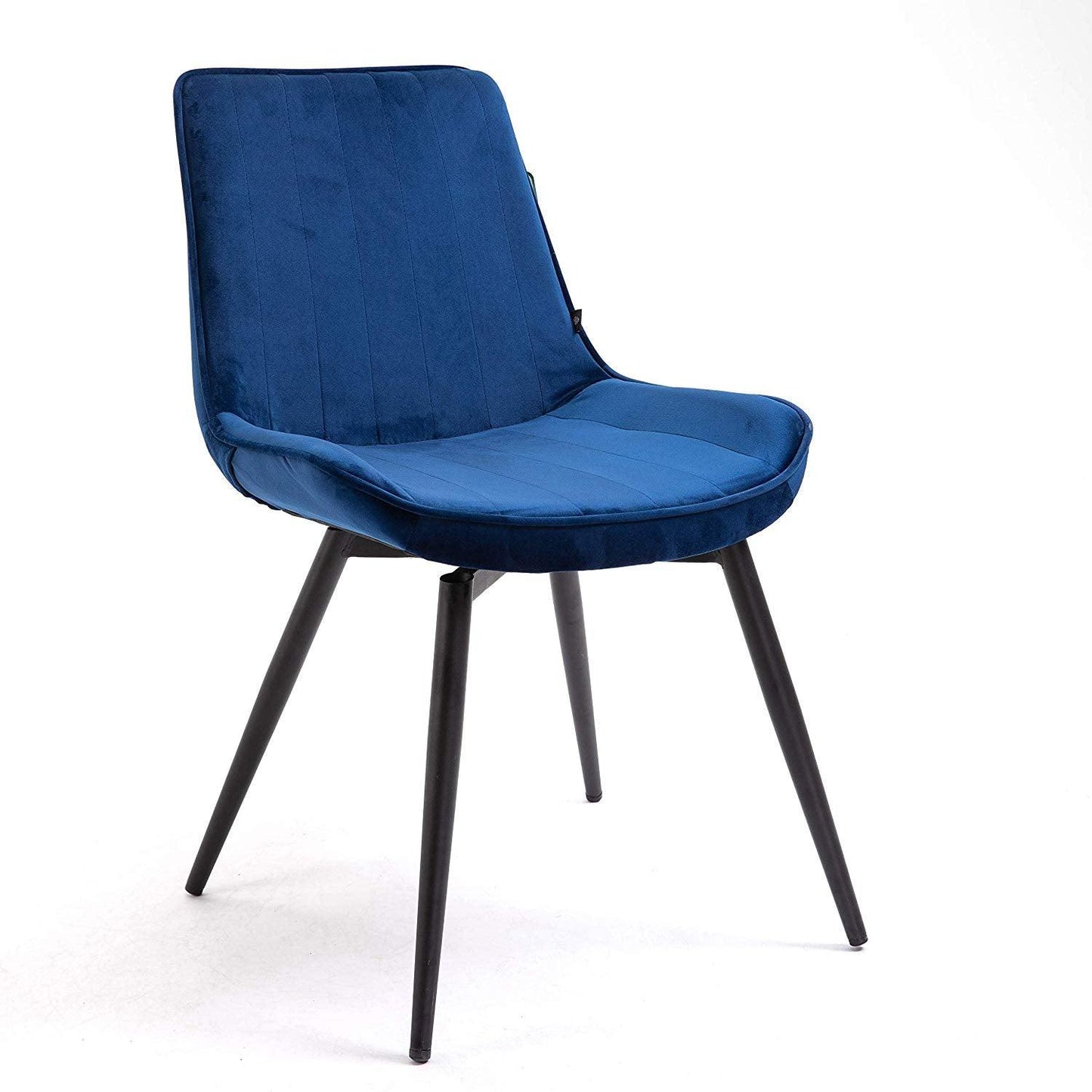 Ensemble de 2 chaises de salle à manger en velours bleu Cala