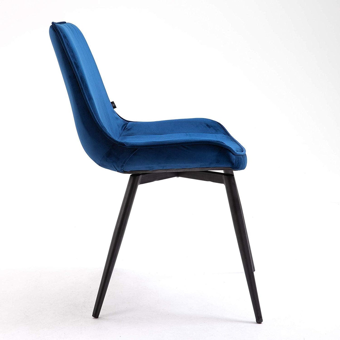 Ensemble de 2 chaises de salle à manger en velours bleu Cala