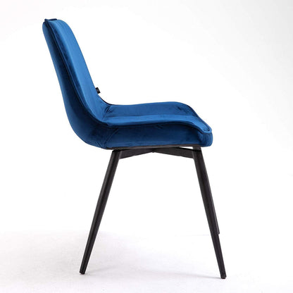 Ensemble de 2 chaises de salle à manger en velours bleu Cala