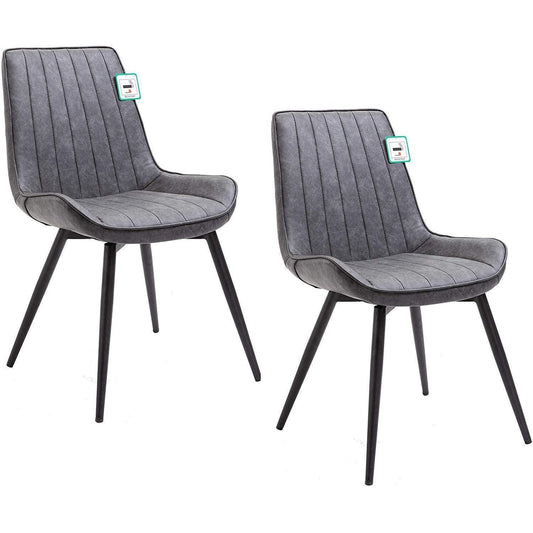 Ensemble de 2 chaises de salle à manger Cala en cuir synthétique gris