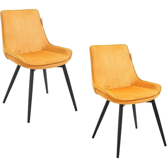 Ensemble de 2 chaises de salle à manger en velours moutarde Cala