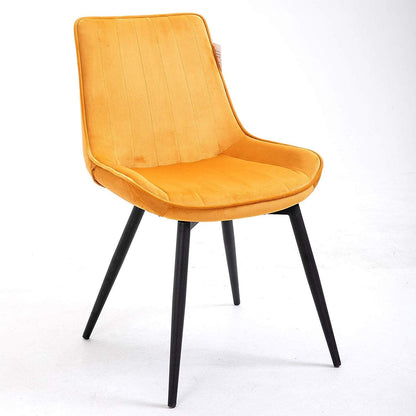 Ensemble de 2 chaises de salle à manger en velours moutarde Cala