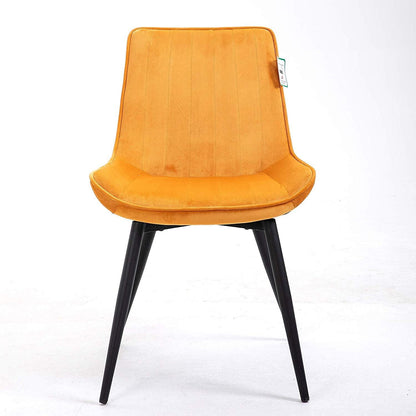Ensemble de 2 chaises de salle à manger en velours moutarde Cala