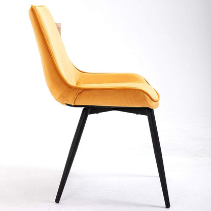 Ensemble de 2 chaises de salle à manger en velours moutarde Cala