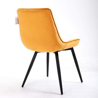 Ensemble de 2 chaises de salle à manger en velours moutarde Cala
