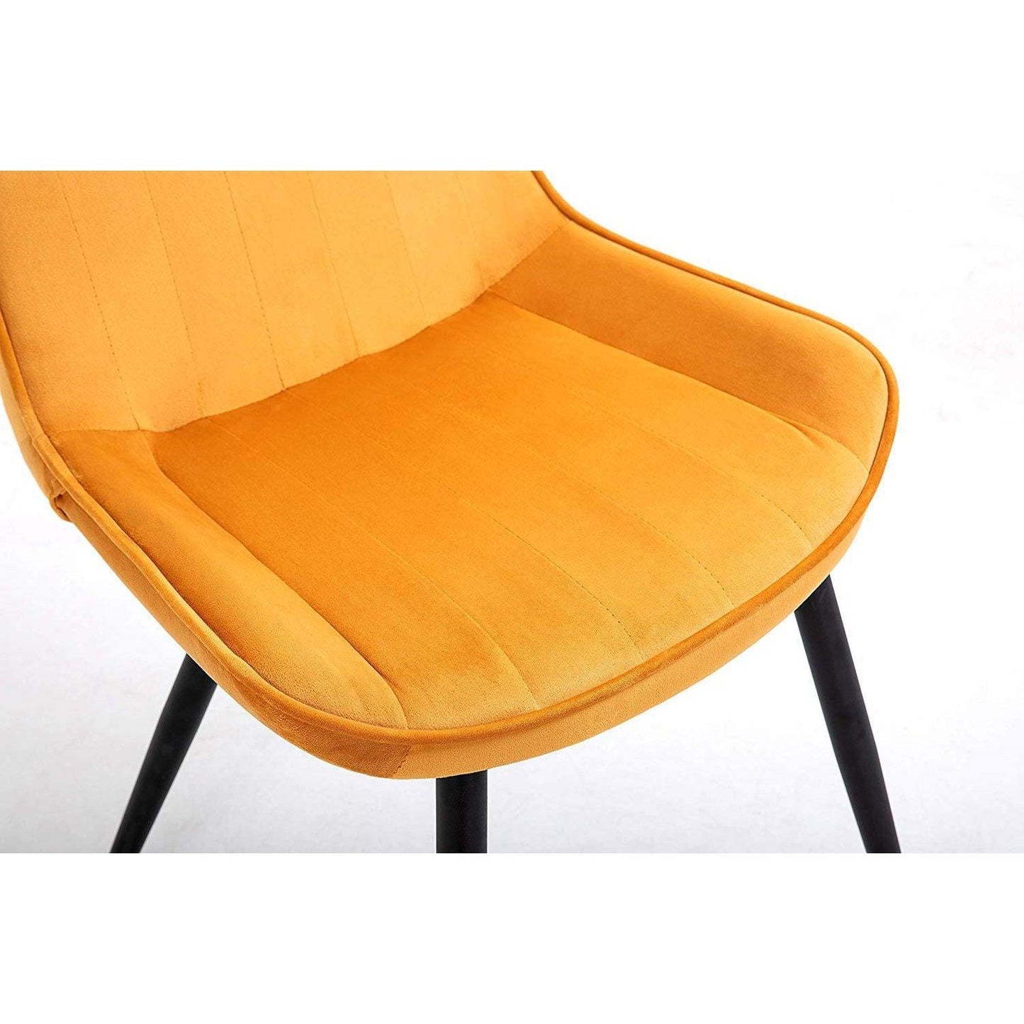 Ensemble de 2 chaises de salle à manger en velours moutarde Cala