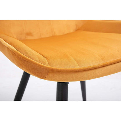 Ensemble de 2 chaises de salle à manger en velours moutarde Cala