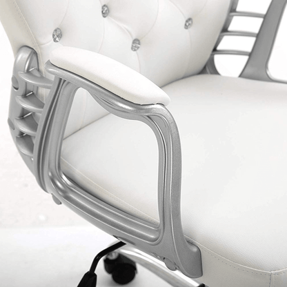 Fauteuil pivotant Chesterfield en similicuir blanc