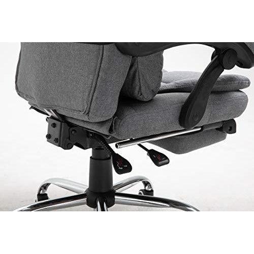Fauteuil de bureau inclinable avec repose-pieds, appui-tête et coussin lombaire, tissu gris MR34