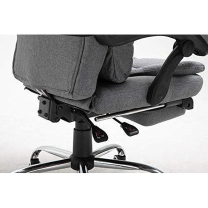 Fauteuil de bureau inclinable avec repose-pieds, appui-tête et coussin lombaire, tissu gris MR34