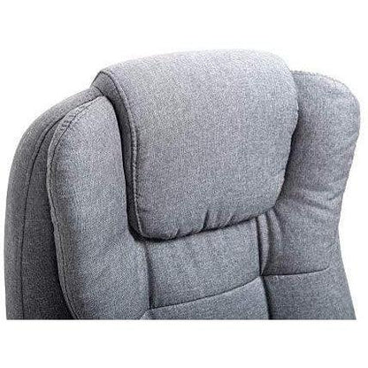 Fauteuil de bureau inclinable avec repose-pieds, appui-tête et coussin lombaire, tissu gris MR34